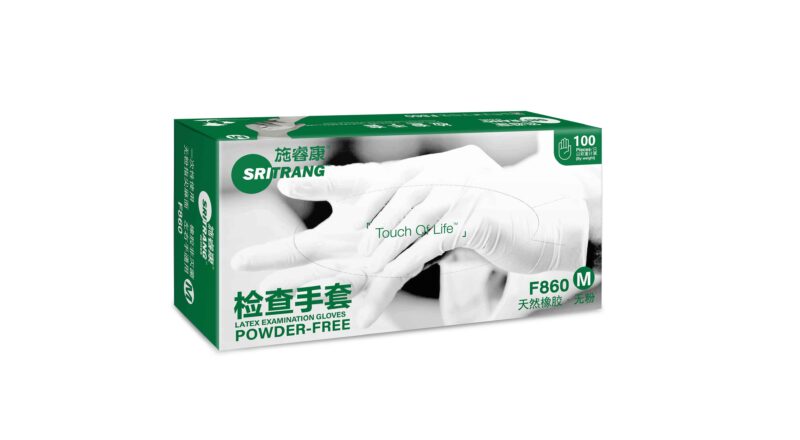 施睿康一次性天然橡胶无粉检查手套 白色 F860